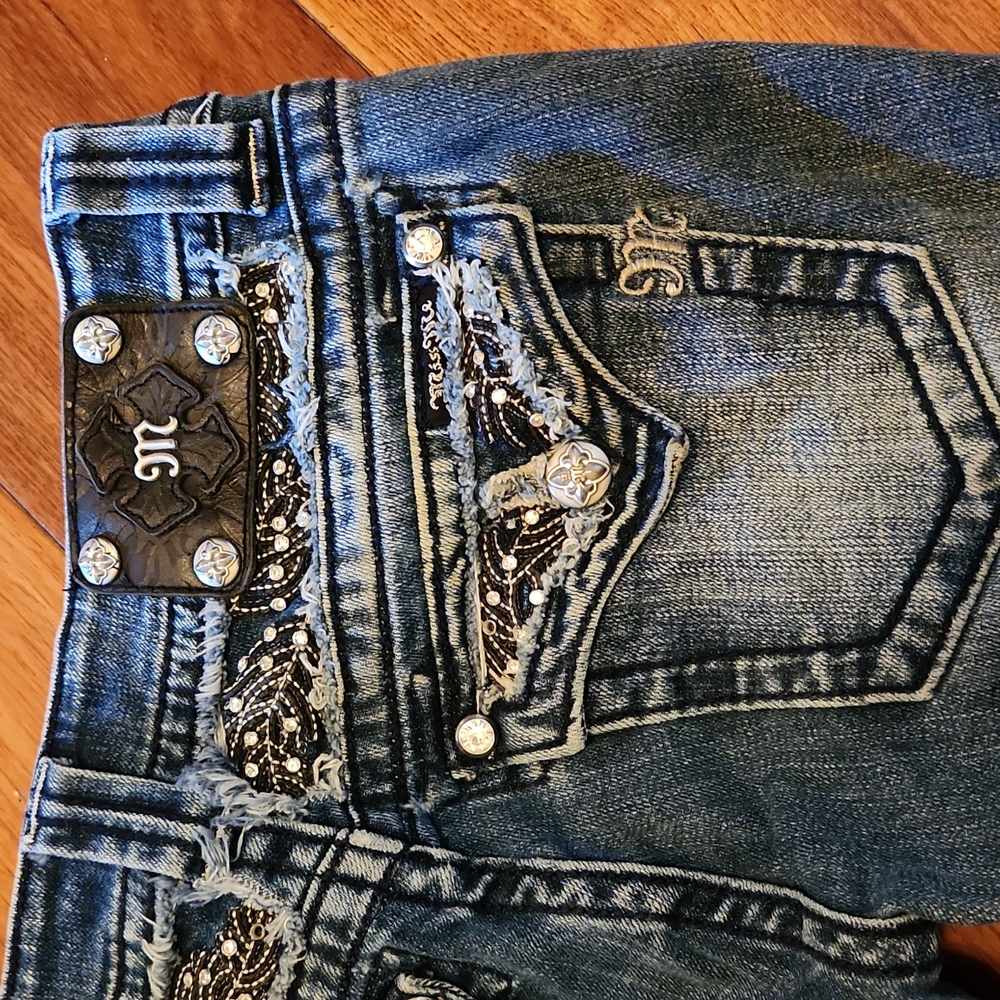 Miss Me bootcut jeans, size 28, distressed